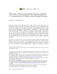The Crime of Persecution and the Situation in Darfur: a Comment on the Al Bashir Arrest Warrant Decision