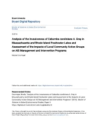 Analysis of the Invasiveness of Cabomba Caroliniana A. Gray In
