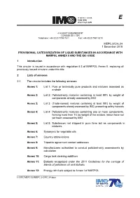 MEPC.2/Circ.24 1 December 2018 PROVISIONAL CATEGORIZATION
