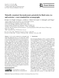 Mutually Consistent Thermodynamic Potentials for Fluid Water, Ice And