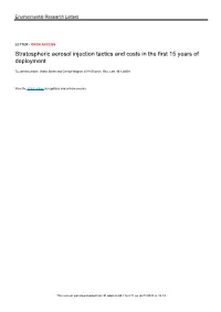 Stratospheric Aerosol Injection Tactics and Costs in the First 15 Years of Deployment