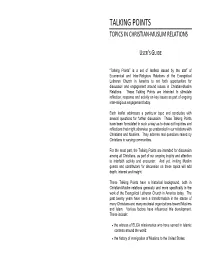 Talking Points Topics in Christian‐Muslim Relations