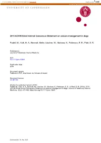 2015 ACVIM Small Animal Consensus Statement on Seizure Management in Dogs