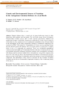 Genetic and Environmental Sources of Variation in the Autogenous Chemical Defense of a Leaf Beetle
