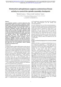 Kinetochore Phosphatases Suppress Autonomous Kinase Activity to Control the Spindle Assembly Checkpoint