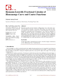 Riemann-Liouville Fractional Calculus of Blancmange Curve and Cantor Functions