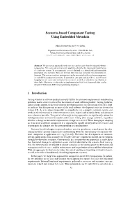Scenario-Based Component Testing Using Embedded Metadata