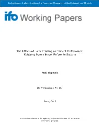 The Effects of Early Tracking on Student Performance: Evidence from a School Reform in Bavaria