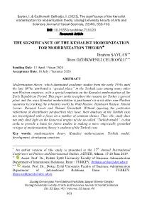 The Significance of the Kemalist Modernization for Modernization Theory