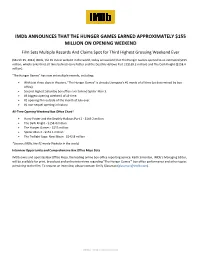 Imdb ANNOUNCES THAT the HUNGER GAMES EARNED