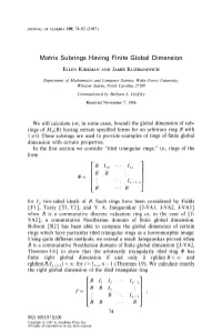 Matrix Subrings Having Finite Global Dimension