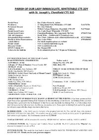PARISH of OUR LADY IMMACULATE, WHITSTABLE CT5 2DY with St. Joseph's, Chestfield CT5