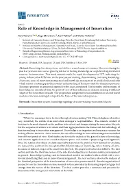 Role of Knowledge in Management of Innovation