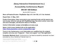 Accessibility Conformance Report Playstation