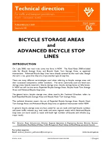 BICYCLE STORAGE AREAS and ADVANCED BICYCLE STOP LINES