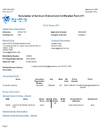 Description of Services Ordered and Certification Form 471 FCC Form