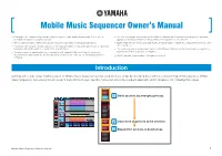 Mobile Music Sequencer Owner's Manual