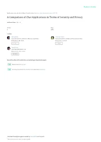 A Comparison of Chat Applications in Terms of Security and Privacy
