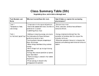 Class Summary Table (5Th) Negotiating Ideas and Evidence Through Task