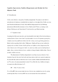 Cognitive Expressivism, Faultless Disagreement, and Absolute but Non- Objective Truth