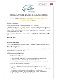 Communaute De Commune Du Pays D'olmes Statuts Version Annexee Ap 11 Decembre Modifiee 16-12-2020