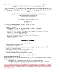 Computerized Data Collection and Analysis