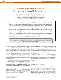 Cranial-Base Morphology in Children with Class Iii Malocclusion