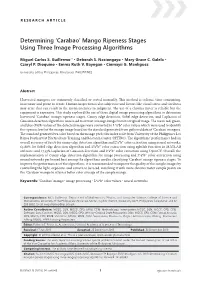Mango Ripeness Stages Using Three Image Processing Algorithms