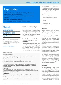 Medically Unexplained Symptoms and Syndromes