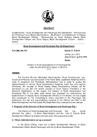 Restructuring the Panchayat Union/Block Administration