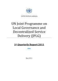 UN Joint Programme on Local Governance and Decentralized Service Delivery (JPLG)