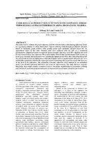 Cobb Douglas Production Function with Composite Error Term in Egg Laying Enterprise in Akwa Ibom State, Nigeria