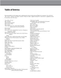 Table of Entries