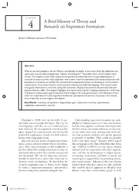 A Brief History of Theory and Research on Impression Formation