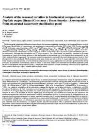 Analysis of the Seasonal Variation in Biochemical Composition Of