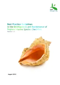Best Practice Guidelines in the Development and Maintenance of Regional Marine Species Checklists Version 1.0
