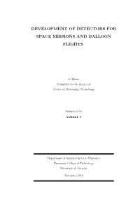 Development of Detectors for Space Missions and Balloon Flights.Pdf