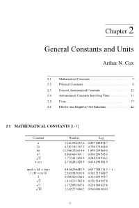 General Constants and Units