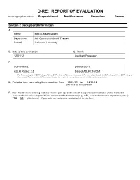 Report of Evaluation