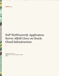 SAP Netweaver® Application Server ABAP/Java on Oracle Cloud Infrastructure