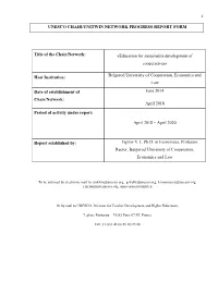 Unesco Chair/Unitwin Network Progress Report Form