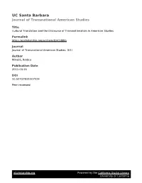 Cultural Translation and the Discourse of Transnationalism in American Studies