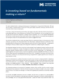 Is Investing Based on Fundamentals Making a Return?
