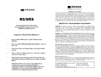 Manual for the R5/Srs Airbag Fault Code Tool