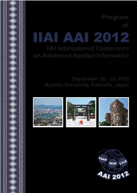 Program of IIAI AAI 2012 IIAI International Conference on Advanced Applied Informatics