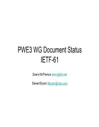 PWE3 Draft Status