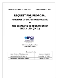 REQUEST for PROPOSAL for PURCHASE of IFCI’S SHAREHOLDING