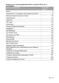 Responses to Improving Network Rail's Renewals Efficiency