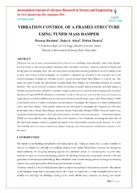 VIBRATION CONTROL of a FRAMES STRUCTURE USING TUNED MASS DAMPER Haruna Ibrahim1, Daha S