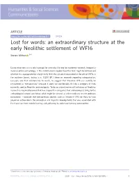 An Extraordinary Structure at the Early Neolithic Settlement of WF16 ✉ Steven Mithen 1